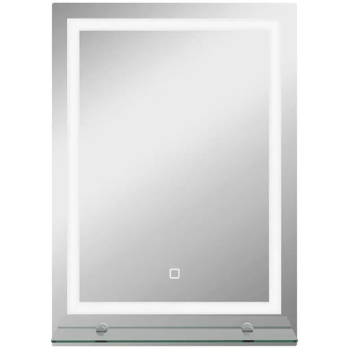 SPECCHIO PER BAGNO A LUCI LED A 3 COLORI REGOLABILI CON MENSOLA IN VETRO 50X12X70 CM ARGENTO - MAURY'S