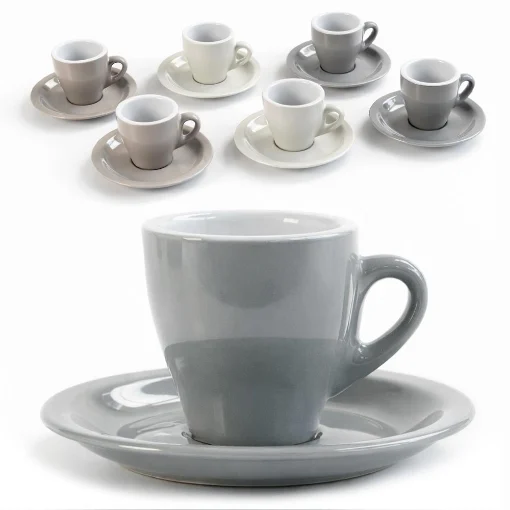 SET 6 TAZZINE DA CAFFÈ CON PIATTINO COLORI PASTELLO SCURO 95CC ASSORTITO - MAURY'S