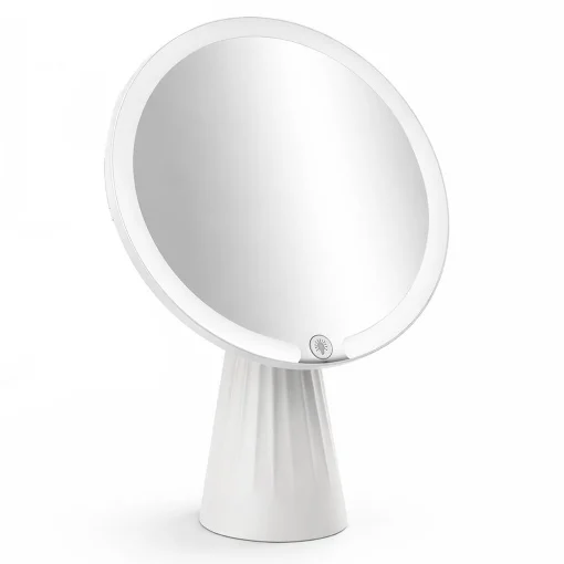 SPECCHIO INGRANDITORE LED - 3 COLORI DI LUCE, INTERRUTTORE TOUCH, REGOLAZIONE CONTINUA, DA TAVOLO, 17 X 27 CM - RICARICA DA USB