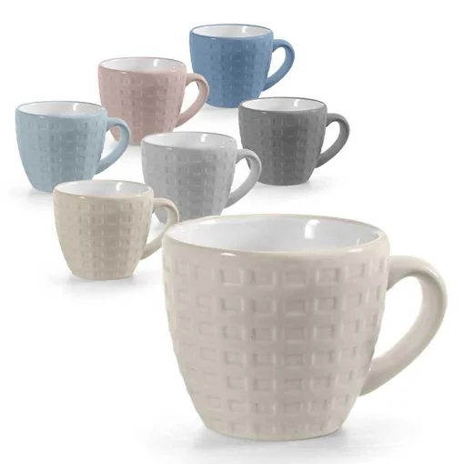 SET 6 TAZZINE DA CAFFÈ IN CERAMICA CON DESIGN A QUADRETTI IN MULTICOLORE - MAURY'S
