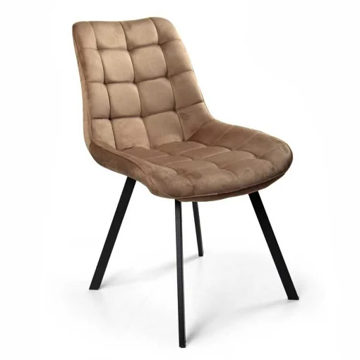 POLTRONA DI VELLUTO IMBOTTITA MARRONE GAMBE IN METALLO NERO 53X43X85 CM - MAURY'S