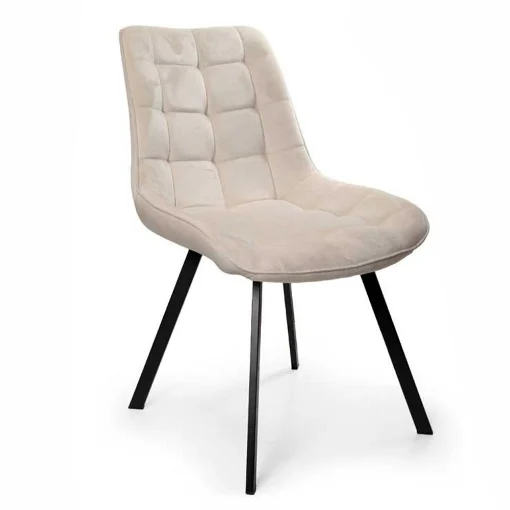 POLTRONA DI VELLUTO IMBOTTITA BEIGE GAMBE IN METALLO NERO 53X43X85 CM - MAURY'S