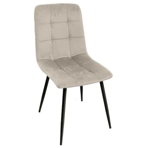 POLTRONA DI VELLUTO IMBOTTITA BEIGE SCHIENALE ALTO GAMBE IN METALLO NERO 44X41X88 CM - MAURY'S