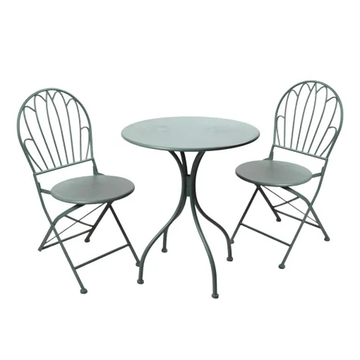 SET DA GIARDINO CON 1 TAVOLO E DUE SEDIE IN METALLO COLORE VERDE - MAURY'S