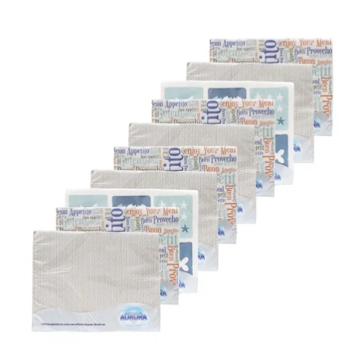 SET 10 TOVAGLIETTE AURORA SIMIL TESSUTO 30 X 40 CM SOFT 1000 PEZZI CON DECORO - ESSEBIDUE