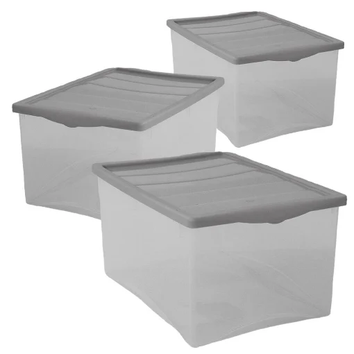 SET 3 SCATOLE GRIGIO CON COPERCHIO SPRING BOX TAGLIA L 55 X 39 X H25 CM - BELLI E FORTI