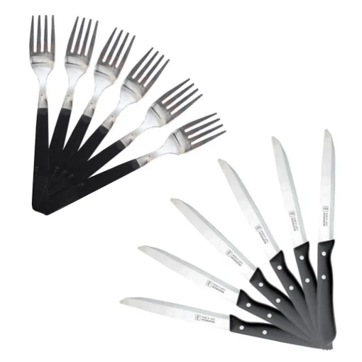MAURY'S FORCHETTE E COLTELLI DA TAVOLA IN SET DA 12 PEZZI DI COLORE NERO - PEDRINI