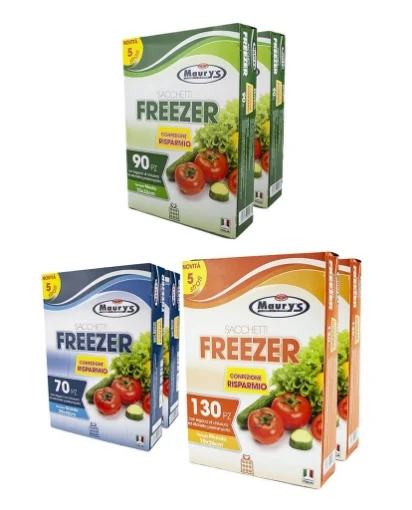 MAURY'S SET 6 SACCHETTI GELO FRIGO FREEZER IN FORMATO GRANDE PICCOLO E MEDIO