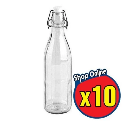 10 MILLY BOTTIGLIE 1 LT IN VETRO CON TAPPO A CHIUSURA ERMETICA CERVE VINTAGE - BORMIOLI ROCCO