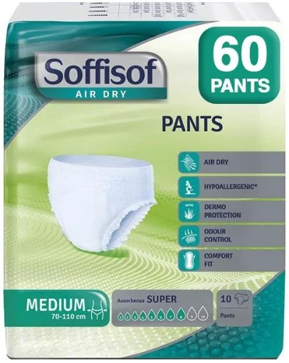 SOFFISOF MUTANDE PANNOLONI USA E GETTA INCONTINENZA URINARIA ASSORBENZA 8 MEDIUM 60PZ - SERENITY
