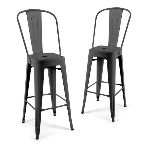 SET 2 SEDIE EDIMBURGO ALTE METALLICHE 42 X 42 X 76 CM NERO SHABBY - MAURY'S