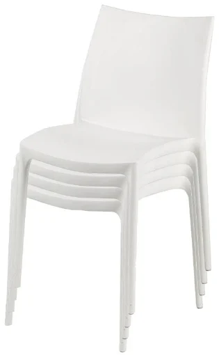 SET 4 SEDIE ZIP BIANCHE IMPILABILI POLIPROPILENE PER ESTERNO E INTERNO - GDLC
