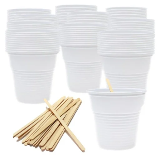 SET 600 BICCHIERINI DA CAFFÈ IN PLASTICA 80 CC CON 600 PALETTE - BIBO