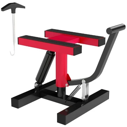 CAVALLETTO ALZAMOTO IN ACCIAIO CAPACITÀ 150KG, ALTEZZA REGOLABILE E PIANO ANTISCIVOLO, ROSSO - MAURY'S