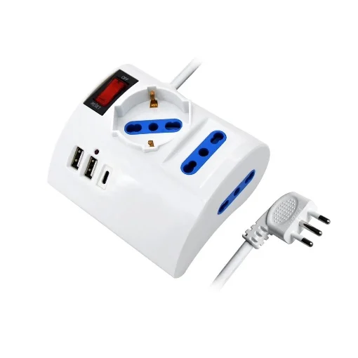 HICH-TECH MULTIPRESA A TAVOLO 2PR BPASSO 1UNIV+2 USB A/1 USB