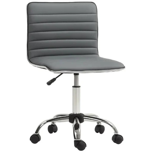 SEDIA DA UFFICIO ERGONOMICA IN PELLE PU CON ALTEZZA REGOLABILE SEDUTA GIREVOLE E RUOTE GRIGIO SCURO - MAURY'S