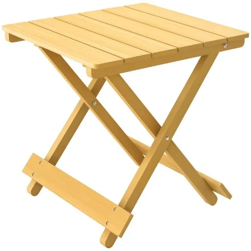 TAVOLINO DA ESTERNO PIEGHEVOLE IN LEGNO CON PIANO A DOGHE, 40X43X40 CM, LEGNO NATURALE - MAURY'S