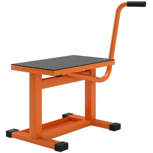 CAVALLETTO ALZAMOTO MAX 150 KG IN METALLO CON SUPERFICIE IN GOMMA E MANOVELLA, 48X34X43 CM, ARANCIONE - MAURY'S