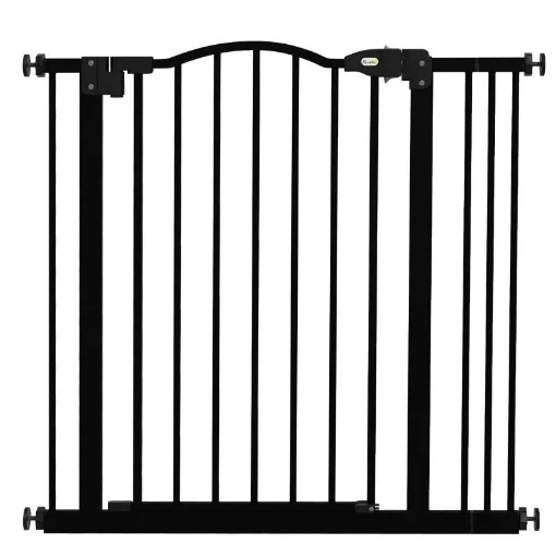 CANCELLETTO PER CANI ESTENSIBILE CON 2 BLOCCHI E CHIUSURA AUTOMATICA IN METALLO E PLASTICA 74-87X78 CM NERO