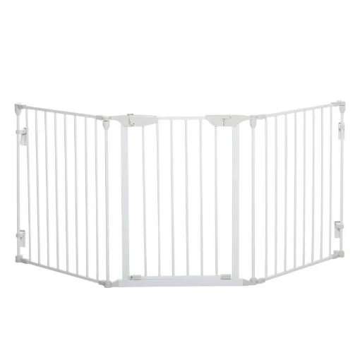 CANCELLETTO PER CANI CON CHIUSURA AUTOMATICA E SISTEMA DI BLOCCO, IN METALLO E PLASTICA, 180X74.5 CM, BIANCO - MAURY'S