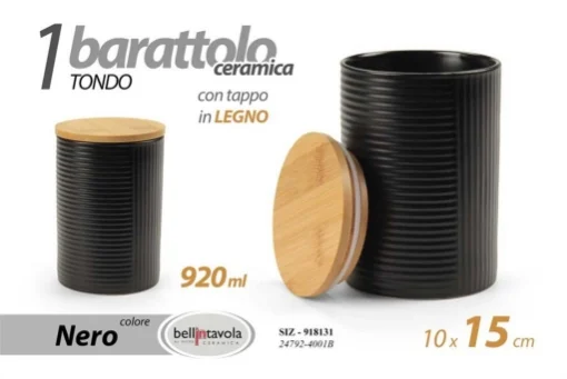 BARATTOLO IN CERAMICA NERO 920ML 10 X 15 CM - MAURY'S