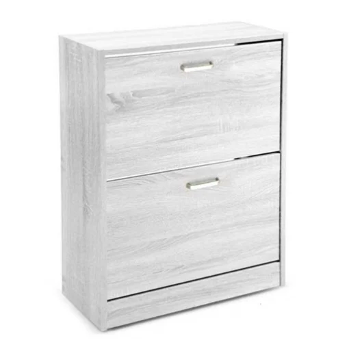 SCARPIERA 2 ANTE IN LEGNO TRUCIOLARE CON MELAMINICO 2 DIVISORI OGNI ANTA BIANCO LEGNO 63 X 24 X 81 CM - MAURY'S