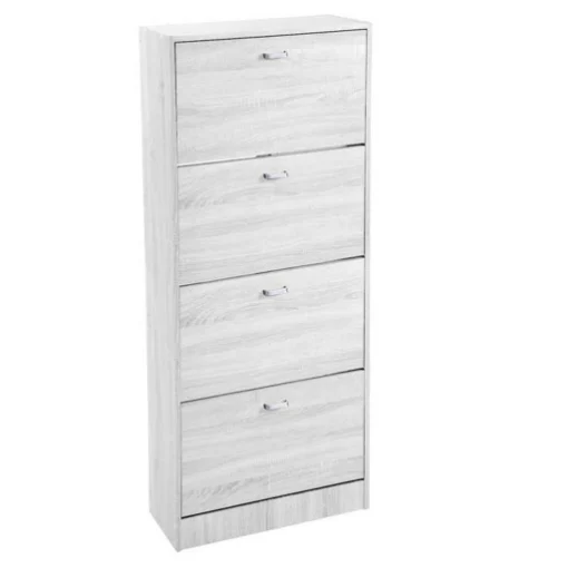 SCARPIERA 4 ANTE IN LEGNO TRUCIOLARE CON MELAMINICO 2 DIVISORI OGNI ANTA BIANCO LEGNO 63 X 24 X 150 CM - MAURY'S