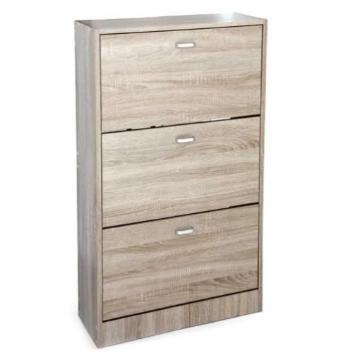 SCARPIERA 3 ANTE IN LEGNO TRUCIOLARE CON MELAMINICO 2 DIVISORI OGNI ANTA ROVERE 63 X 24 X 115 CM - MAURY'S