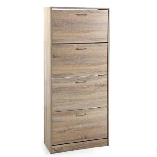 SCARPIERA 4 ANTE IN LEGNO TRUCIOLARE CON MELAMINICO 2 DIVISORI OGNI ANTA ROVERE 63 X 24 X 150 CM - MAURY'S
