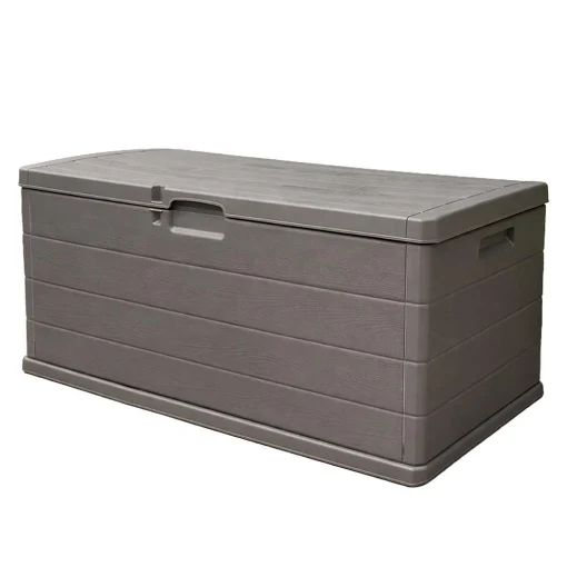 BAULE CASSAPANCA TAUPE MULTIUSO 340LT GIOVE DA ESTERNO E INTERNO, CONTENITORE, STOCCAGGIO, ORGANIZZATORE, APERTURA ALTA, EFFETTO LEGNO 118 X 59 X 57 CM MADE IN ITALY - MA MAISON