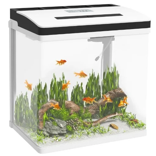 ACQUARIO 28L A ILLUMINAZIONE LED CON FORI DI VENTILAZIONE E POMPA, IN VETRO E ABS, 38X26X38CM - MAURY'S