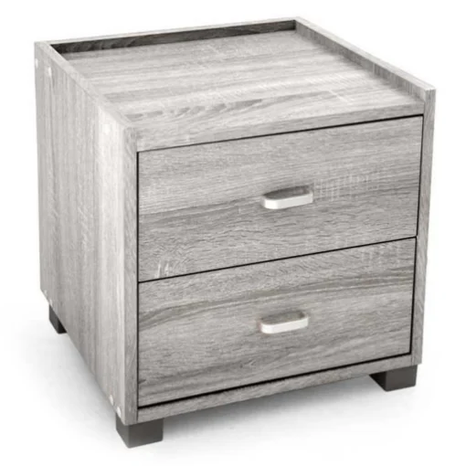 COMODINO CON 2 CASSETTI IN LEGNO ROVERE GRIGIO 43 X 40 X 44 CM - MAURY'S