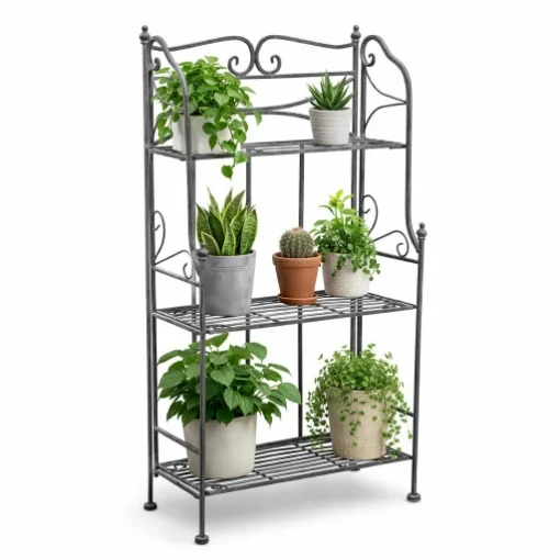SCAFFALE PORTAVASI CLAUDE CON 3 PIANI IN COLORE BIANCO OSSIDATO 61 X 32 X H 117 CM - MAURY'S