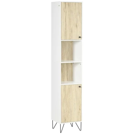 COLONNA DA BAGNO CON 2 RIPIANI APERTI E 2 ARMADIETTI 30X31.5X169 CM BIANCO LEGNO - MAURY'S