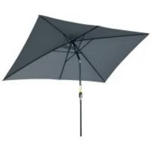 OMBRELLONE RETTANGOLARE 2X3 M PIEGHEVOLE E REGOLABILE CON MANOVELLA IN ALLUMINIO E POLIESTERE GRIGIO SCURO - MAURY'S