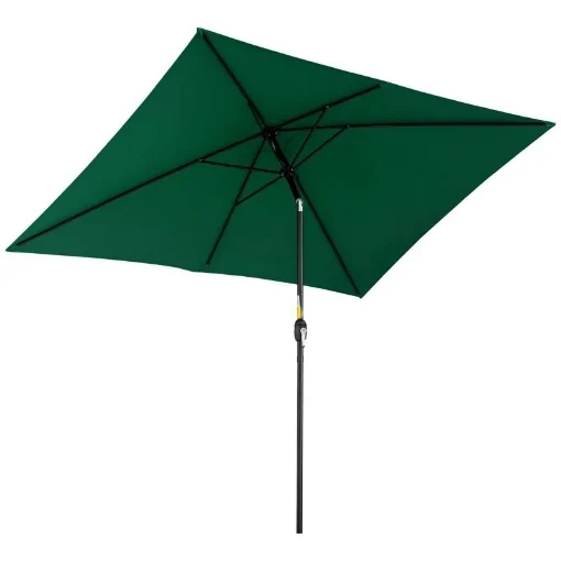 OMBRELLONE RETTANGOLARE 2X3 M PIEGHEVOLE E REGOLABILE CON MANOVELLA IN ALLUMINIO E POLIESTERE VERDE E NERO - MAURY'S