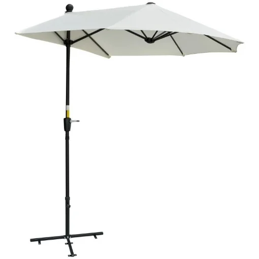 OMBRELLONE SEMICIRCOLARE CON MANOVELLA E TETTUCCIO ANTI UV 200X190X240 CM CREMA - MAURY'S