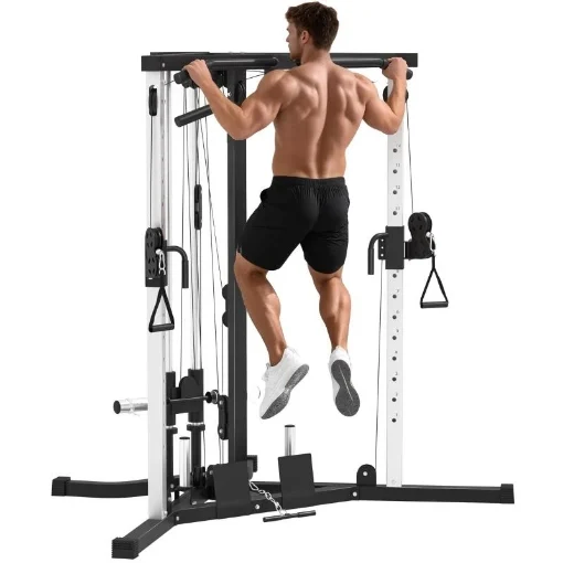 STAZIONE FITNESS PER ALLENAMENTO TOTALE CON SBARRA PER TRAZIONI E BILANCIERE IN ACCIAIO 170X139X200 CM NERO - MAURY'S