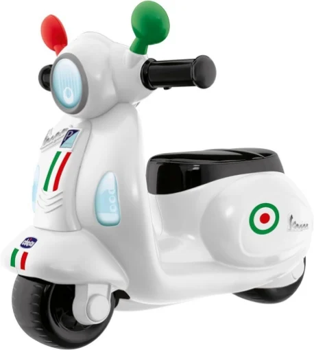 CHICCO VESPA PER BAMBINI PRIMAVERA BIANCA MOTO GIOCATTOLO CAVALCABILE CON PANNELLO ELETTRONICO ARTICOLO USATO - MAURY'S
