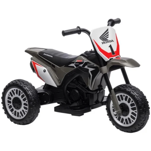 MOTO DA CROSS ELETTRICA PER BAMBINI LICENZA HONDA CRF450RL A 3 RUOTE CON CLACSON, 71X40.5X43.5 CM, GRIGIO - MAURY'S