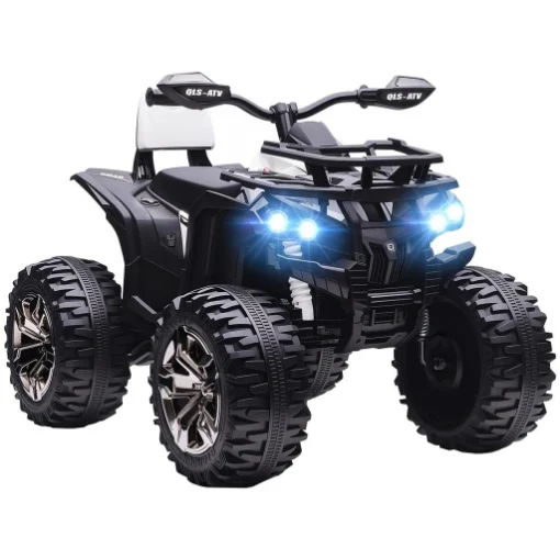QUAD ELETTRICO PER BAMBINI 3-5 ANNI A 12V CON FARI E PEDALE, PRESA USB PER MUSICA, BIANCO