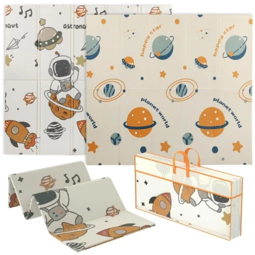 TAPPETO PER BAMBINI 0-6 ANNI A TEMA SPAZIO CON SUPERFICIE IMPERMEABILE IN XPE MULTICOLORE, 196X176X1.5 CM