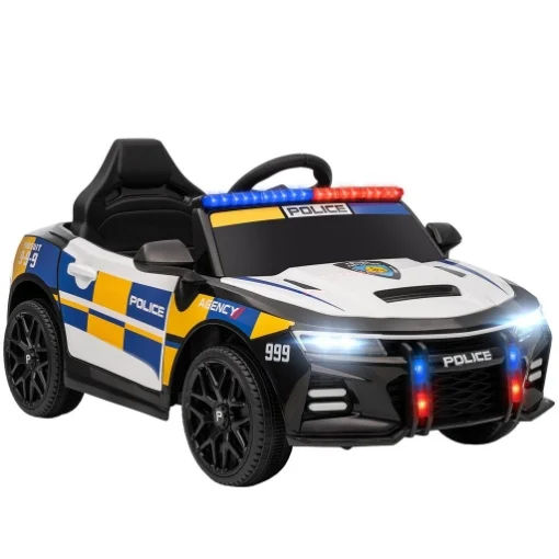 MACCHINA ELETTRICA PER BAMBINI DELLA POLIZIA CON TELECOMANDO, CLACSON E MUSICA INTEGRATA, 96X60X45 CM - MAURY'S