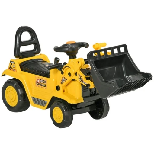 ESCAVATORE PER BAMBINI CON BENNA E SPAZIO CONTENITORE A SCOMPARSA, IN PP E ABS, 80X26.5X39 CM, GIALLO E NERO - MAURY'S
