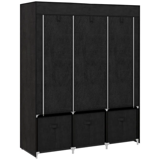 ARMADIO IN TESSUTO GUARDAROBA PIEGHEVOLE SALVASPAZIO 125X43X162.5CM NERO - MAURY'S