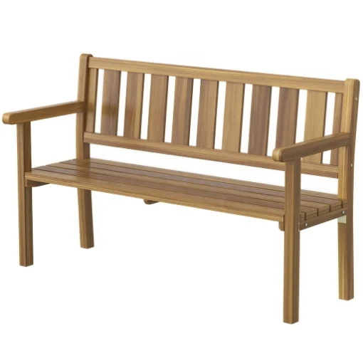 PANCHINA DA GIARDINO DA 2 POSTI LEGNO DI ABETE A DOGHE, 150X57X93 CM, COLOR TEAK - MAURY'S