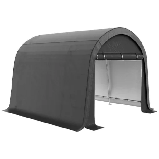 TENDONE DA GIARDINO PER MOTO, BICI E ATTREZZI CON 2 INGRESSI A ZIP, IN ACCIAIO E PE, 300X300X235 CM, GRIGIO - MAURY'S
