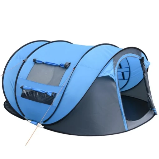 TENDA DA CAMPEGGIO POP UP 2 POSTI CON 2 PORTE, 4 FINESTRE E TELO IMPERMEABILE, 263.5X220X123 CM, BLU - MAURY'S