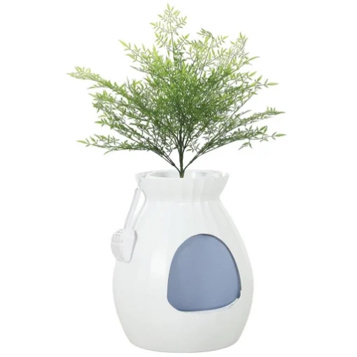 LETTIERA PER GATTI ANTIODORE A FORMA DI VASO CON PALETTA, IN ABS E ACCIAIO INOX, 50X48.5X58.7 CM, BIANCO - MAURY'S
