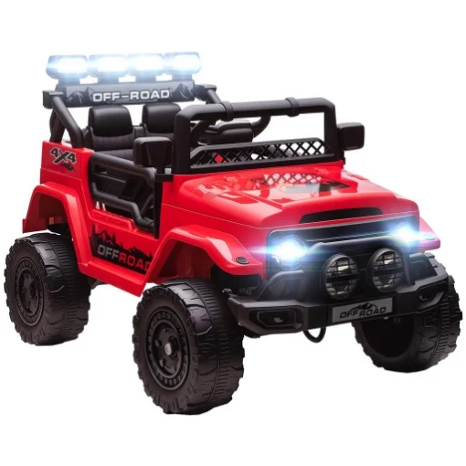 FUORISTRADA PER BAMBINI CON FANALI, CLACSON, CINTURA E TELECOMANDO, IN PP E METALLO, 99X66X68.5 CM, ROSSO - MAURY'S